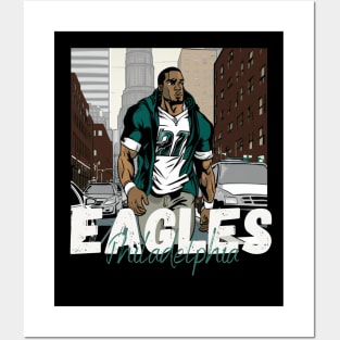 Philadelphia eagles football player graphic design cartoon style beautiful artwork Posters and Art